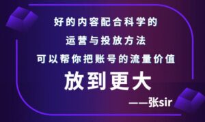 张sir账号流量增长课程让流量更精准-个人经验技术分享