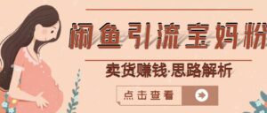 闲鱼引流宝妈粉卖货赚钱一个月变现30000+-个人经验技术分享