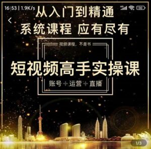 短视频高手实操课从入门到精通的系统课程-个人经验技术分享