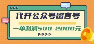代开公众号留言号项目,每单利润500-2000元,价值1799的视频教程-个人经验技术分享