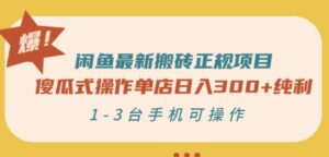 最新闲鱼搬砖项目单店日赚300+手机可操作-个人经验技术分享