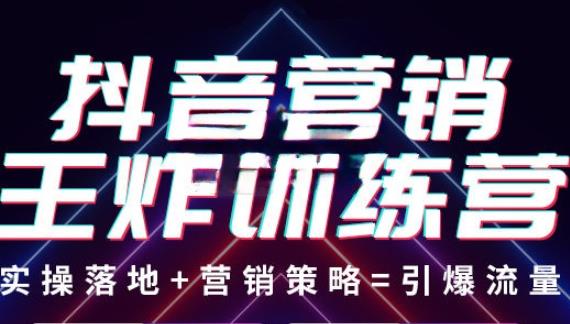 抖音营销王炸训练营，实操落地+营销策略=引爆流量 价值8960元