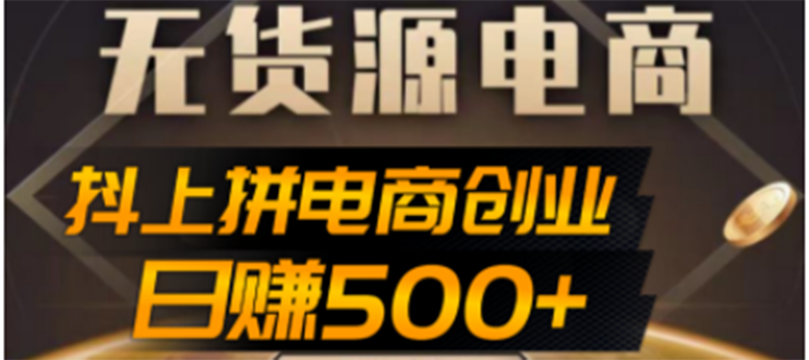 抖上拼无货源电商创业项目、外面收费12800，日赚500 的案例解析参考