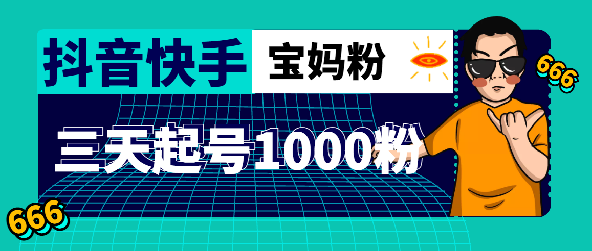 抖音快手三天起号涨粉1000宝妈粉丝的核心方法【详细玩法教程】