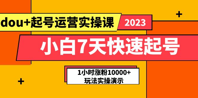 小白7天快速起号：dou+起号运营实操课，实战1小时涨粉10000+玩法演示