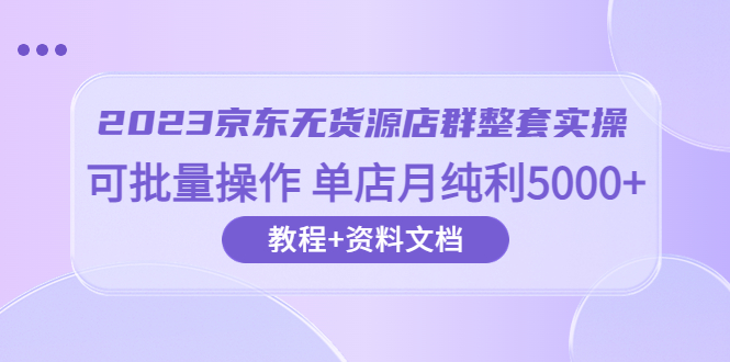 图片[1]-2023京东-无货源店群整套实操 可批量操作 单店月纯利5000+63节课+资料文档-阿灿说钱