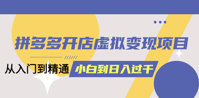 图片[1]-【拼多多开店实战教程】从入门到精通，日入1000不是梦！完整版教材-阿灿说钱