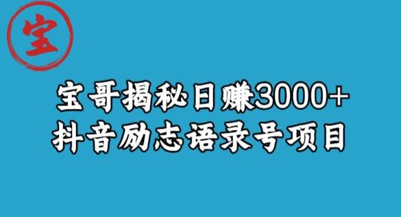 宝哥揭秘日赚3000 抖音励志语录号短视频变现项目