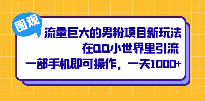 图片[1]-流量巨大的男粉项目新玩法，在QQ小世界里引流 一部手机即可操作，一天1000+-阿灿说钱