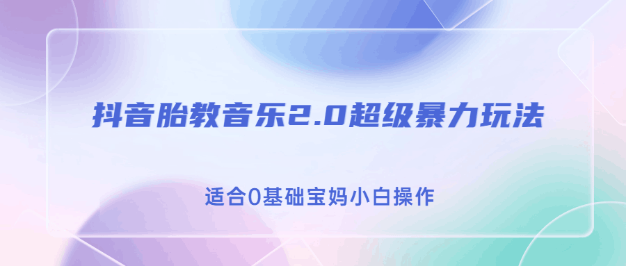 图片[1]-胎教音乐2.0抖音变现，轻松实现日入500的超级暴利玩法！-阿灿说钱