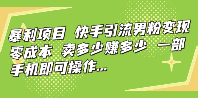 图片[1]-暴利项目，快手引流男粉变现，零成本，卖多少赚多少，一部手机即可操作…-阿灿说钱