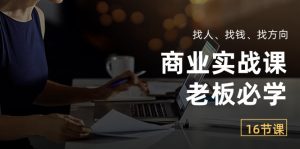 商业实战课【老板必学】:找人、找钱、找方向(16节课)-个人经验技术分享