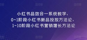 小红书品效合一系统教学,0~1阶段小红书新品投放方法论,1~10阶段小红书营销增长方法论-个人经验技术分享