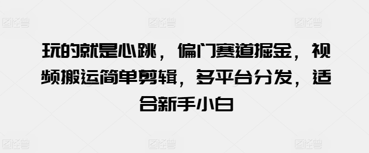 图片[1]-玩的就是心跳，偏门赛道掘金，视频搬运简单剪辑，多平台分发，适合新手小白【揭秘】-个人经验技术分享