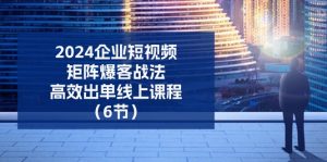 2024企业-短视频-矩阵 爆客战法，高效出单线上课程（6节）-个人经验技术分享