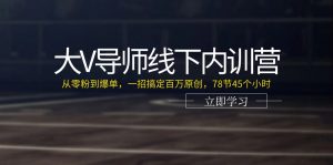 大V导师线下内训营:从零粉到爆单,一招搞定百万原创,78节45个小时-个人经验技术分享