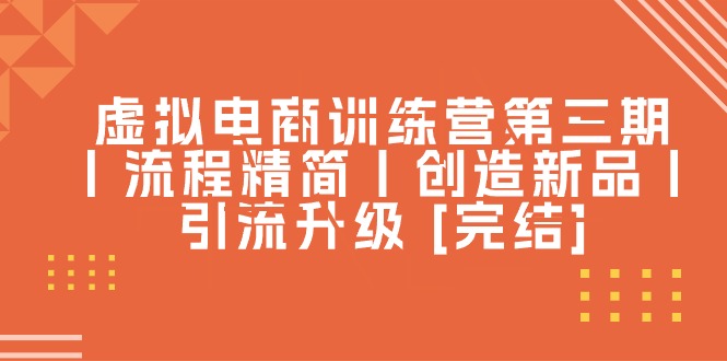 图片[1]-虚拟电商训练营第三期丨流程精简丨创造新品丨引流升级 [完结]-个人经验技术分享