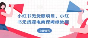 小红书无货源项目，小红书无货源电商保姆级教程【揭秘】-个人经验技术分享