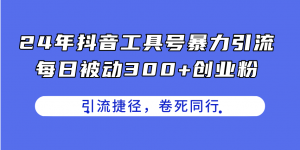24年抖音工具号暴力引流，每日被动300+创业粉，创业粉捷径，卷死同行-个人经验技术分享