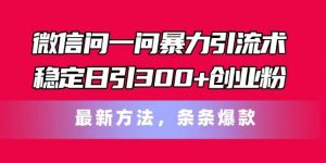 微信问一问暴力引流术,稳定日引300+创业粉,最新方法,条条爆款【揭秘】-个人经验技术分享