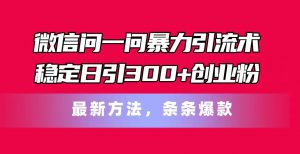 微信问一问暴力引流术,稳定日引300+创业粉,最新方法,条条爆款-个人经验技术分享