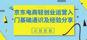 京东电商轻创业运营入门基础通识及经验分享-个人经验技术分享