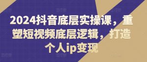 2024抖音底层实操课,重塑短视频底层逻辑,打造个人IP变现-个人经验技术分享