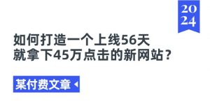 某付费文章《如何打造一个上线56天就拿下45万点击的新网站?》-个人经验技术分享