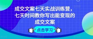 成交文案七天实战训练营,七天时间教你写出能变现的成交文案-个人经验技术分享