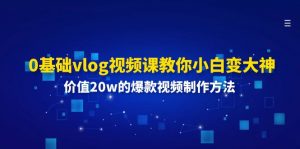 0基础vlog视频课教你小白变大神:价值20w的爆款视频制作方法-个人经验技术分享