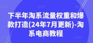 下半年淘系流量权重和爆款打造(24年7月更新)-淘系电商教程-个人经验技术分享