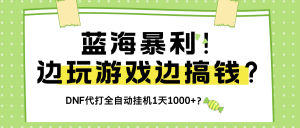 蓝海暴利!边玩游戏边搞钱?DNF代打全自动挂机1天1000+?-个人经验技术分享