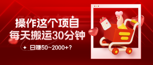 操作这个项目,每天搬运30分钟,日赚50~2000+?-个人经验技术分享