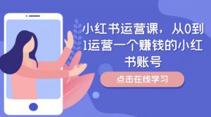 小红书运营课,从0到1运营一个赚钱的小红书账号-个人经验技术分享