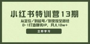 小红书特训营13期，从定位/到起号/到变现全路径，0-1打造赚钱IP，月入10w+-个人经验技术分享