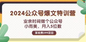 某收费399元-2024公众号爆文特训营:业余时间做个公众号 小而美 月入5位数-个人经验技术分享