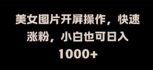 美女图片开屏操作,快速涨粉,小白也可日入1K【揭秘】-个人经验技术分享
