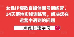 女性IP爆款自媒体起号训练营，14天落地实操训练营，解决您在运营中遇到的问题-个人经验技术分享