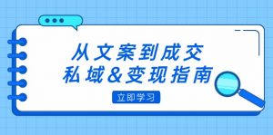 从文案到成交,私域&变现指南:朋友圈策略+文案撰写+粉丝运营实操-个人经验技术分享