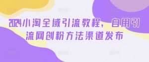 2024小淘全域引流教程,自用引流网创粉方法渠道发布-个人经验技术分享