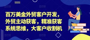 百万美金外贸客户开发,外贸主动获客,精准获客系统思维,大客户收割机-个人经验技术分享