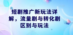 短剧推广新玩法详解，流量剧与转化剧区别与玩法-个人经验技术分享
