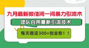 九月最新微信问一问暴力引流术，团队自用引流术，每天稳定300+-个人经验技术分享