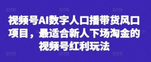 视频号AI数字人口播带货风口项目，最适合新人下场淘金的视频号红利玩法-个人经验技术分享