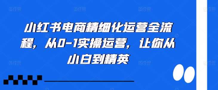 图片[1]-小红书电商精细化运营全流程，从0-1实操运营，让你从小白到精英-个人经验技术分享