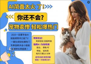 小红书AI宠物卖惨打工项目,一键生成轻松爆热门,专撩温柔多金小姐姐,私域转化率超高-个人经验技术分享