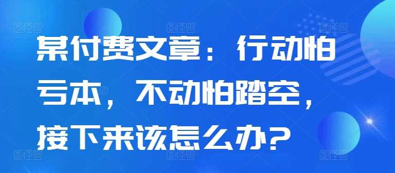 图片[1]-某付费文章：行动怕亏本，不动怕踏空，接下来该怎么办?-个人经验技术分享