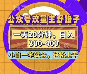公众号流量主野路子玩法,一天20分钟,日入300~400,小白一学就会-个人经验技术分享