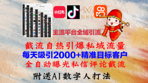 小红书,抖音,视频号,快手主流平台全域引流,截流自热引爆私域流量,…-个人经验技术分享