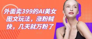 外面卖399的AI美女图文玩法,涨粉贼快,几天就万粉了-个人经验技术分享